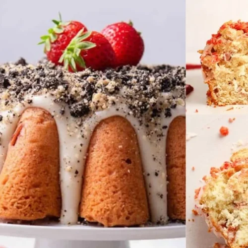 Strawberry Oreo Crunch Pound Cake Recipe