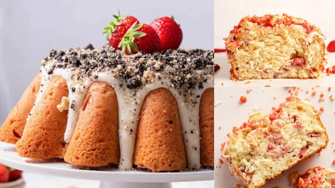 Strawberry Oreo Crunch Pound Cake Recipe