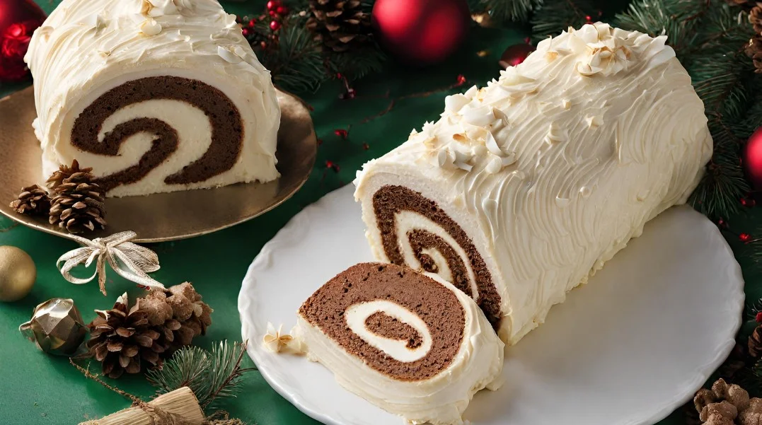 Vanilla Yule Log Cake Recipe