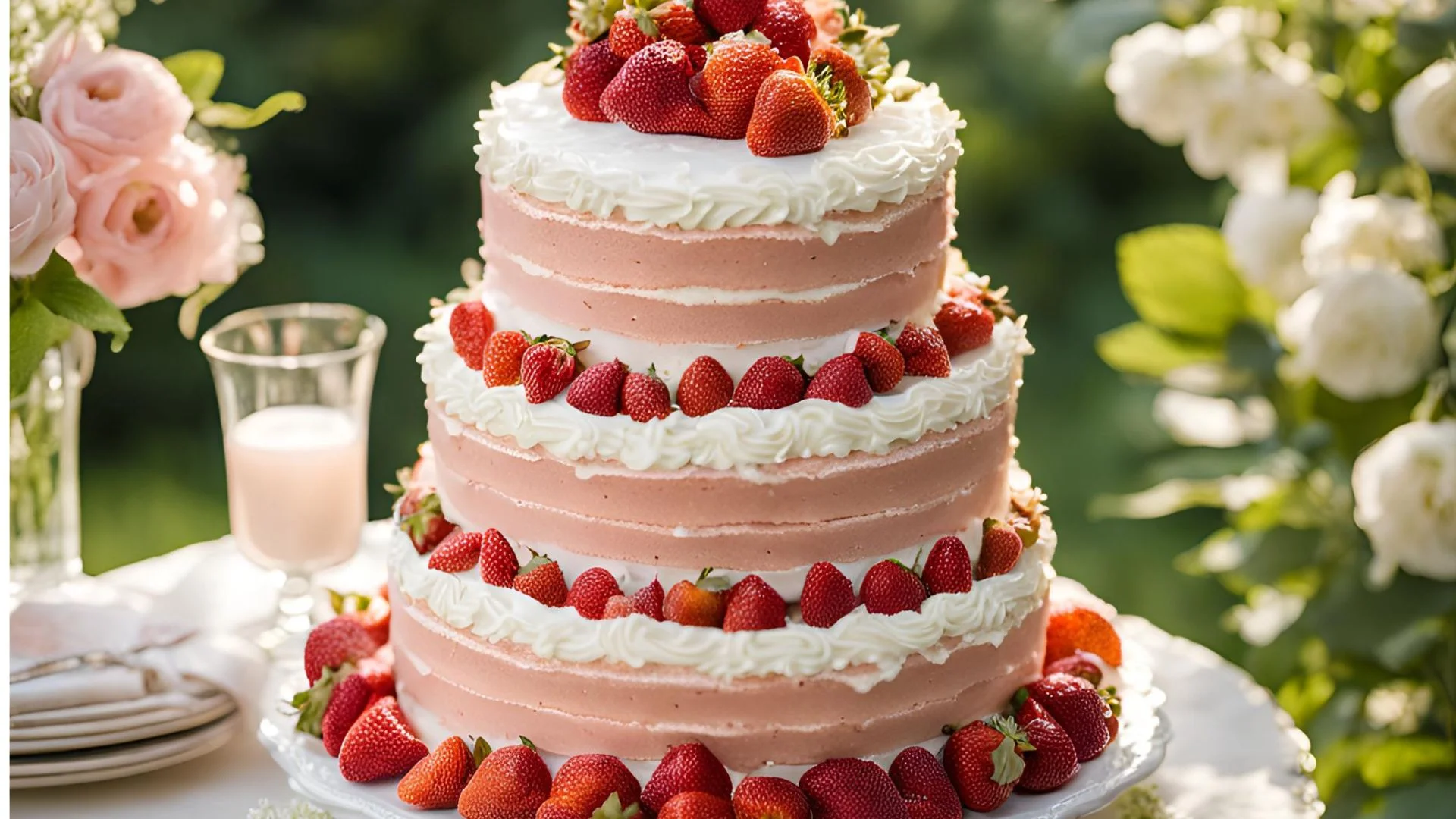 Strawberry Wedding Cake