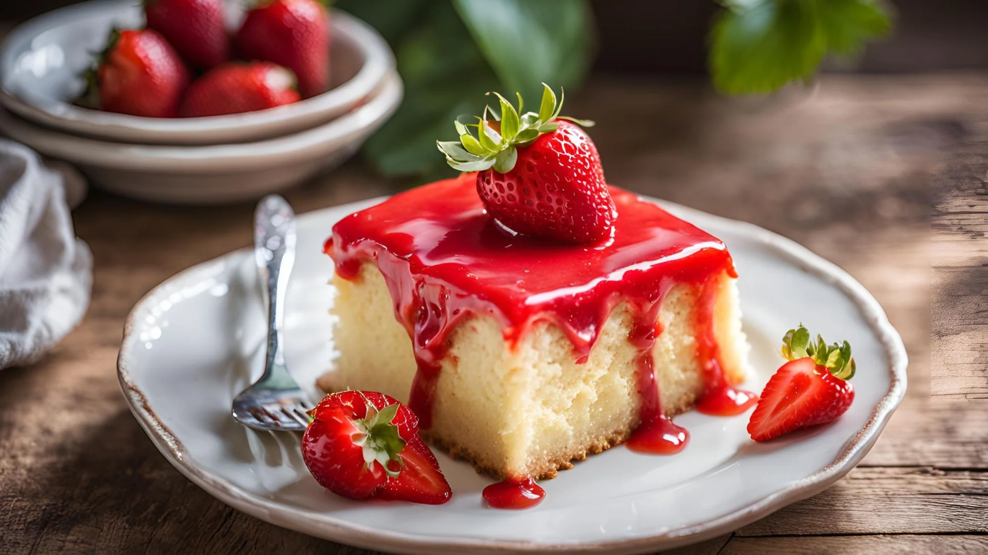 Vanilla Sheet Cake With Strawberry Glaze