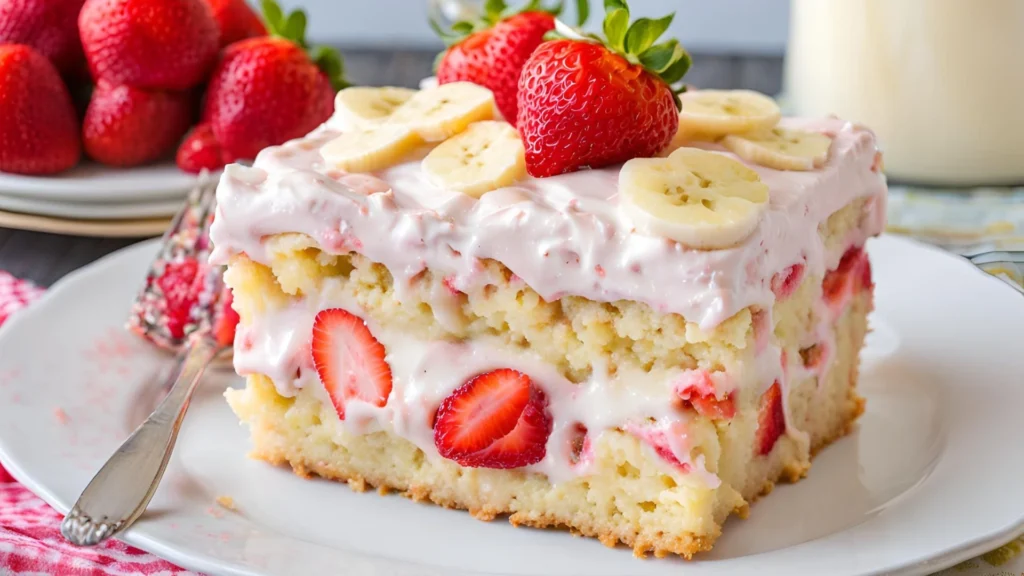 Strawberry Banana Pudding Cake